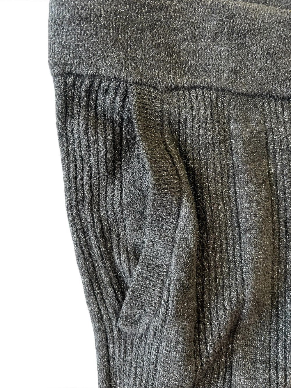 Barefoot Dreams CozyChic Ultra Lite Lurex Rib Wide Leg Pant Carbon Gray 1X - Picture 7 of 14